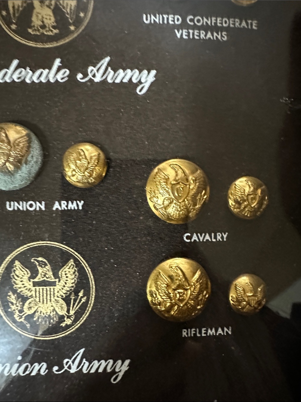 Confederate & Union Army Civil War Button Collection Wall Art - Gold - Picture 13 of 14